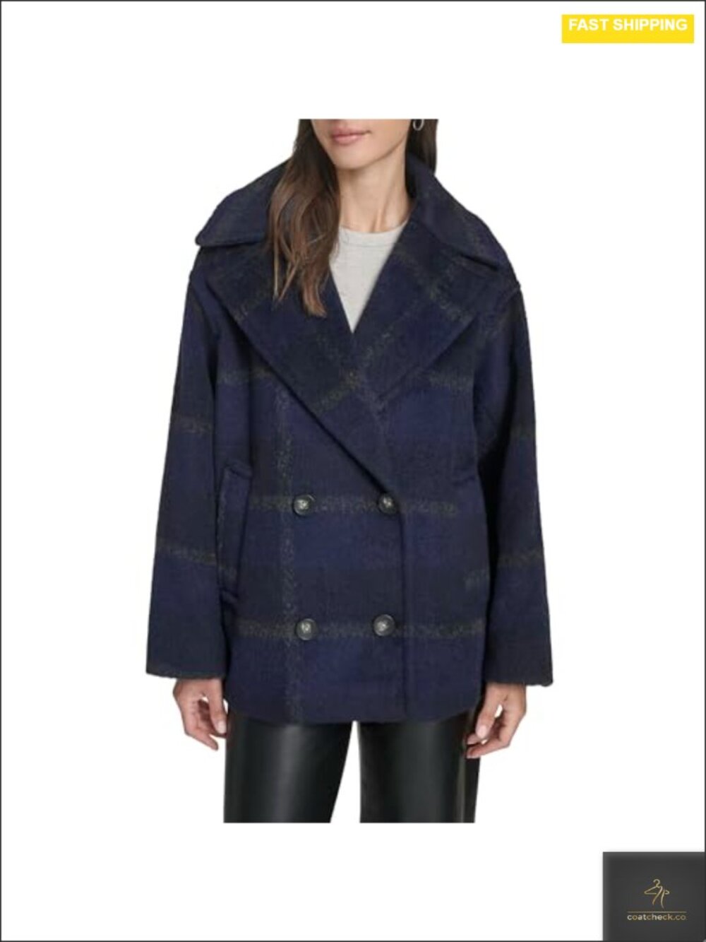 Levi's Womens Wool Blend Peacoat Removable Sherpa Collar Double Breasted